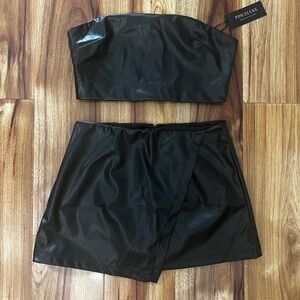 Black Strapless Tube Top & Skirt Set